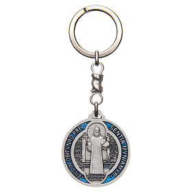 Porte-clé médaille croix Saint Benoît zamac 4 cm
