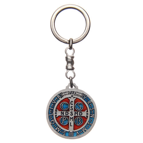 Saint St Benedict Medal Spinner Key Chain Key Ring Protection From Evil D3483 