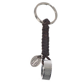 Schlüsselanhänger Ring mit Vater Unser ITALIENISCH mahagonibraune Kordel