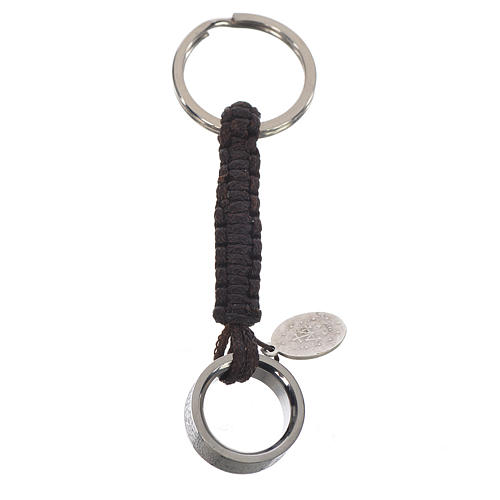 Keyring with a ring featuring the Lord's prayer in Italian, mahogany cord 2