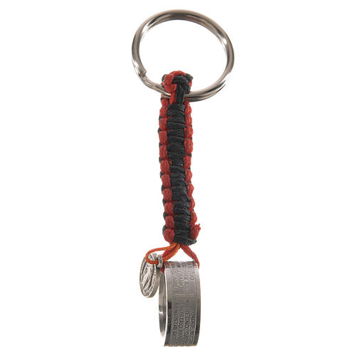 Keyring with the Lord's prayer in Italian, red and blue cord 1