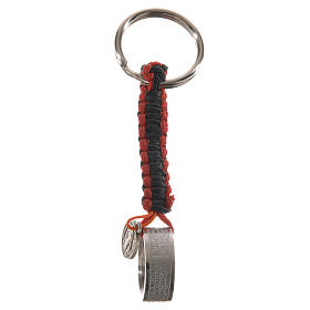 Keychain with the Lord's prayer in Italian, red and blue cord