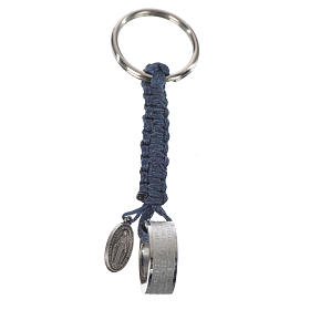 Schlüsselanhänger Ring mit Ave Maria ITALIENISCH blaue Kordel