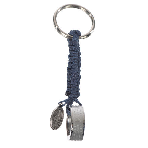 Schlüsselanhänger Ring mit Ave Maria ITALIENISCH blaue Kordel 2