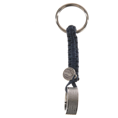 Schlüsselanhänger Ring mit Ave Maria ITALIENISCH blaue Kordel 4