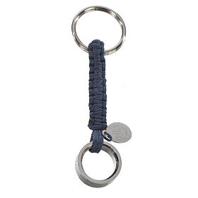 Key chain with Hail Mary prayer in Italian, blue cord