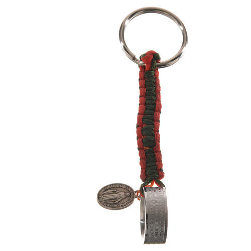 Schlüsselanhänger Ring mit Ave Maria ITALIENISCH grün-rote Kordel 4
