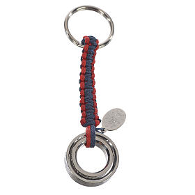 Key chain Embrace model with prayers in Italian, red and blue cord