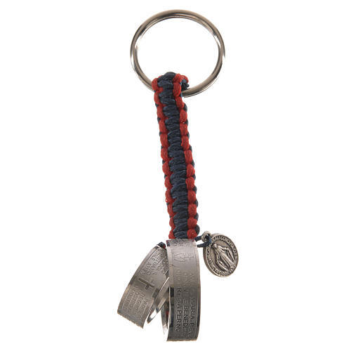 Key chain Embrace model with prayers in Italian, red and blue cord 1