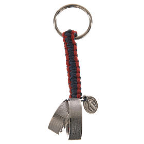 Key chain Embrace model with prayers in Italian, red and blue cord