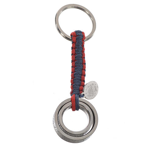 Key chain Embrace model with prayers in Spanish, red and blue cord 2