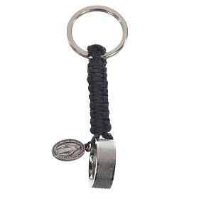 Schlüsselanhänger Ring mit Vater Unser SPANISCH nachtblaue Kordel