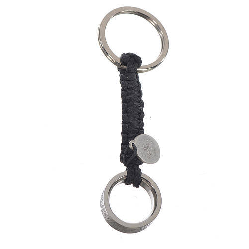 Key chain with ring featuring the Lord's prayer in Spanish, blue cord 2