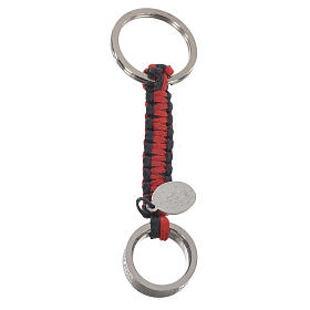 Schlüsselanhänger Ring mit Vater Unser SPANISCH rote Kordel