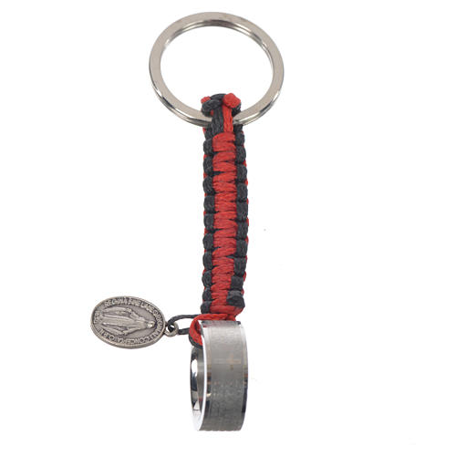 Schlüsselanhänger Ring mit Vater Unser SPANISCH rote Kordel 3