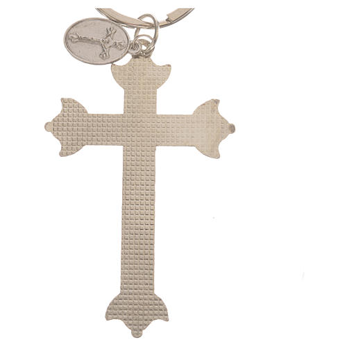 Porte-clé croix métal et strass 4