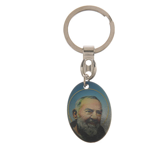 Schlüsselanhänger oval Pater Pio 1