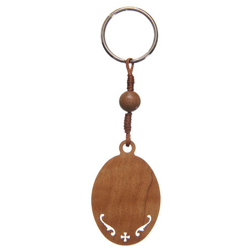 STOCK Key chain in olive wood with Jubilee of Mercy symbol 2