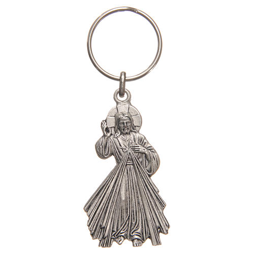 Keyring with Divine Mercy 5cm, galvanised antique silver 1