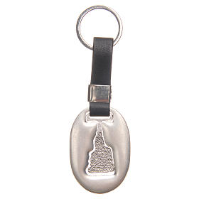 Keyring with Our Lady of Lourdes, galvanised antique silver
