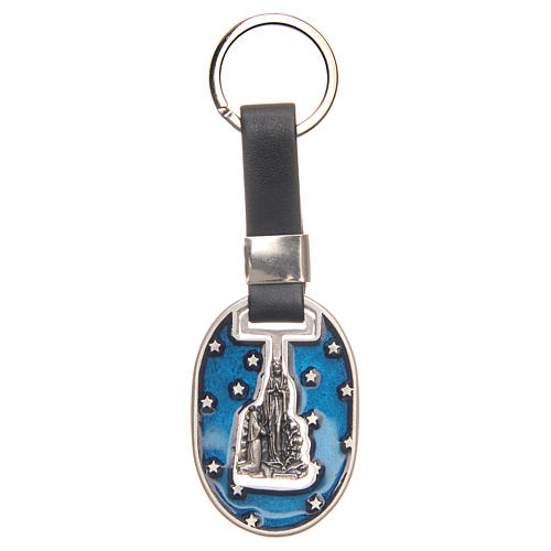 Keyring with Our Lady of Lourdes, galvanised antique silver 1