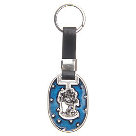 Keyring with Saint Christopher, galvanised antique silver