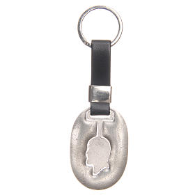 Keyring with Face of Jesus, galvanised antique silver