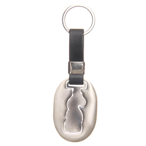 Keyring with Divine Mercy, galvanised antique silver 2