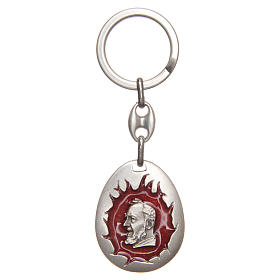 STOCK Key ring Padre Pio red enamel, drop shaped