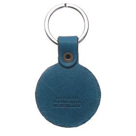 Sacrificial lamb key ring in real leather blue Monks of Bethlehem