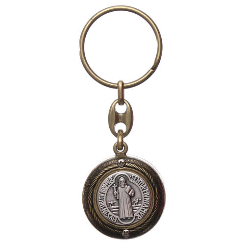 Schlüsselanhänger aus Bronze Bendediktusmedaille mit Gebetsfunktion 1