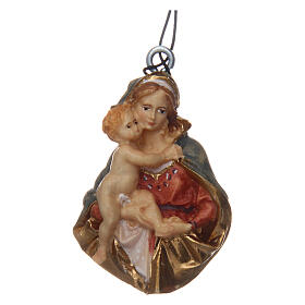 Keychain Virgin Mary bust painted Val Gardena wood 5 cm