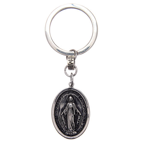 Porte-clé AMEN argent 925 rhodié Vierge Miraculeuse 1