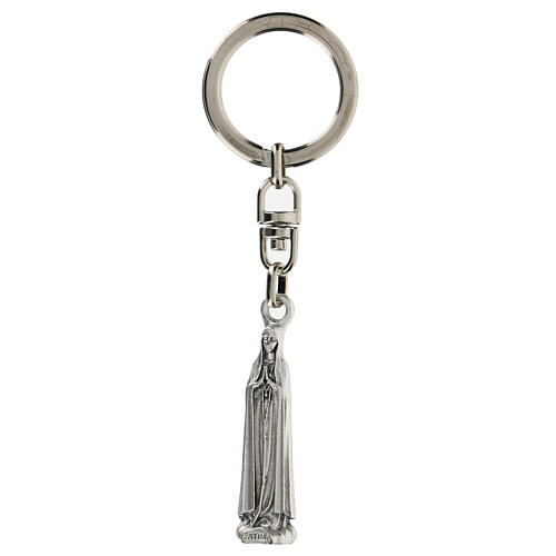 Schlüsselanhänger aus Zamack mit Figur der Muttergottes von Fatima 1