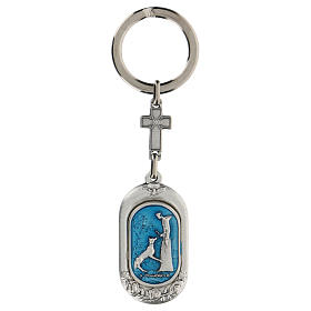 Porte-clé avec St François d'Assise et le loup émail bleu