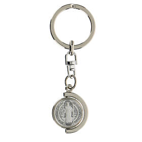 Saint Benedict keychain silvered revolving crescent