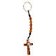 Schlüsselanhänger aus Olivenbaumholz mit Kreuz, Kordel und Perlen von 4 mm s2
