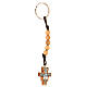 Schlüsselanhänger aus Olivenbaumholz mit Kreuz, Kordel und Perlen von 5 mm s2