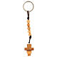 Cross keychain 5 mm beads in olive wood cord s3