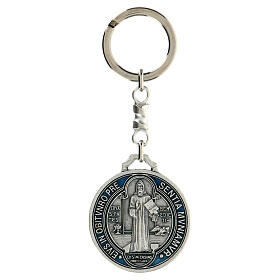 Saint Benedict cross medal keyring in zamak, 5 cm