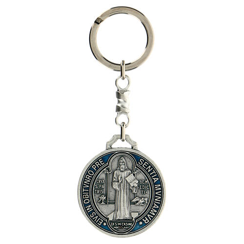 Porte-clé médaille croix Saint Benoît zamak 5 cm 1