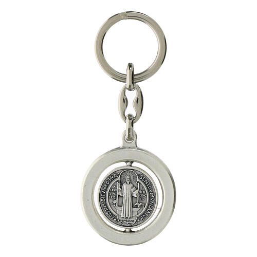 St Benedict keychain revolving aluminum 4 cm 1