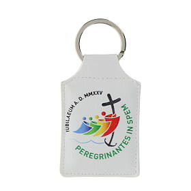 Official Jubilee 2025 logo keychain white eco-leather 10x5 cm