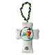 Single decade rosary with 2025 Jubilee cross, metal beads and green velvet s1