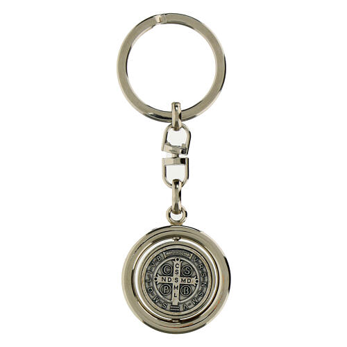 Swiveling key ring with silver Saint Benedict medal 3