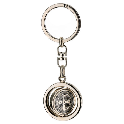 Swiveling key ring with silver Saint Benedict medal 4