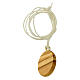 Oval pendant of Carlo Acutis, olivewood white sun s2