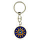 Portachiavi Carlo Acutis sfondo blu medaglia ulivo 3 cm s1