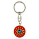 Portachiavi Carlo Acutis sfondo rosso medaglia ulivo 3 cm s1