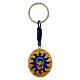 Key ring of Carlo Acutis, blue rays, 1.5x1.3 in olivewood medal s1